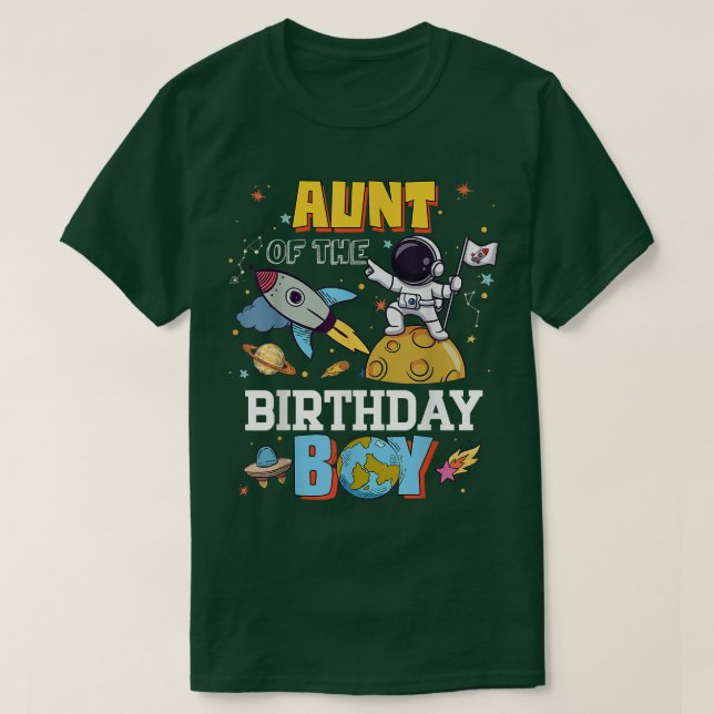 Camiseta Tía Del Tema Espacial Del Astronauta De Cumpleaños (Diseño del anverso)