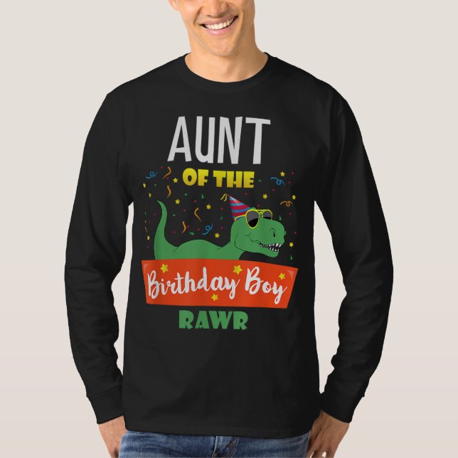 Camiseta Tía Dinosaur Funny Birthday Boy Auntie Regalo (Anverso)