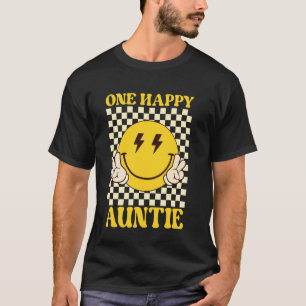 Camiseta Tía Feliz Sonriente Cara de Cuadros Groovy Cumplea