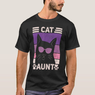 Camiseta Tía Gato Negro Mujeres Amante de los Gatos Tía Gat
