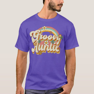 Camiseta Tía genial retro de los 70 chica de arcoíris y flo