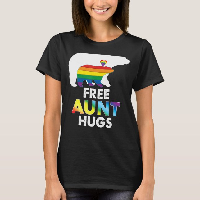 Camiseta Tía gratis abraza oso arco iris Lgbt Orgullo Gay L (Anverso)