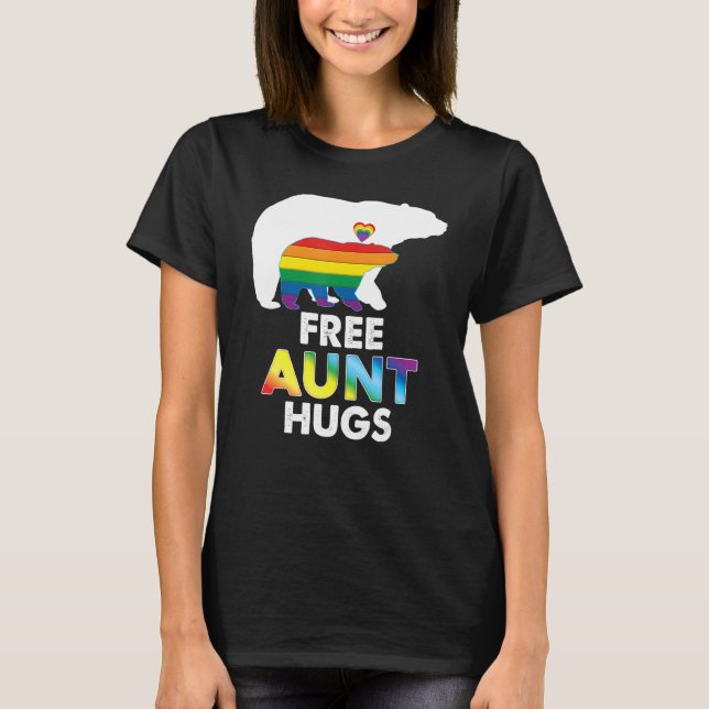 Camiseta Tía gratis abraza oso arco iris Lgbt Orgullo Gay L (Anverso)