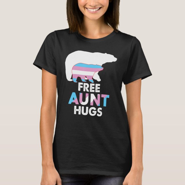 Camiseta Tía gratuita abraza el oso arco iris transgénero O (Anverso)