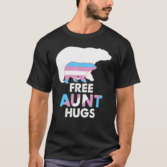 Camiseta Tía gratuita abraza el oso arco iris transgénero O (Anverso)