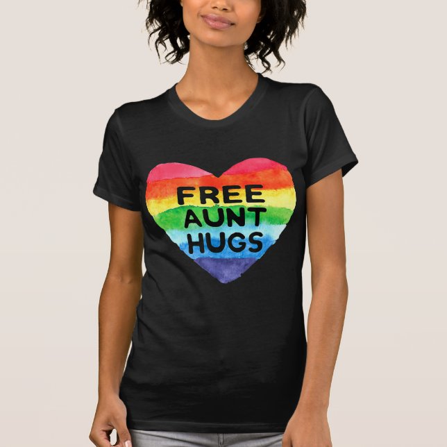 Camiseta Tía libre abraza la bandera LGBT: Conciencia del o (Anverso)