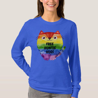Camiseta Tía libre abrazos orgullo gato de bandera LGBTQ