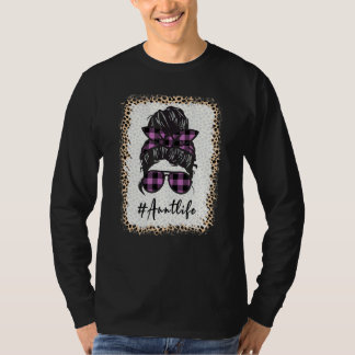 Camiseta Tía Life Bleached Auntlife Leopard Messy Bun Moth
