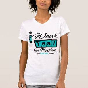 Camiseta Tía - llevo al cáncer ovárico retro verde azula