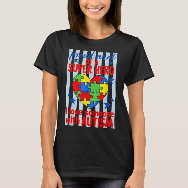 Camiseta Tía orgullosa superhéroe rompecabezas corazón conc (Anverso)