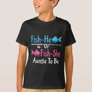 Camiseta Tía para revelar el género del bebé Fish-él o Fish