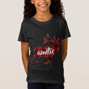 Camiseta Tía roja con cola de búfalo a juego con reno famil