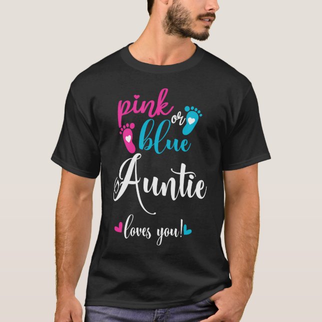 Camiseta Tía Rosa O Azul Te Ama Género Revelar Bebé (Anverso)