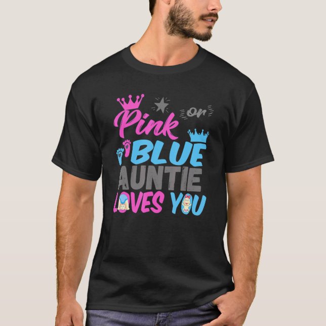 Camiseta Tía Rosa O Azul Te Ama Género Revelar Bebé P (Anverso)