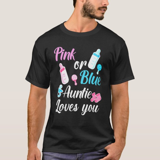 Camiseta Tía Rosa O Azul Te Ama Género Revelar Bebé P (Anverso)