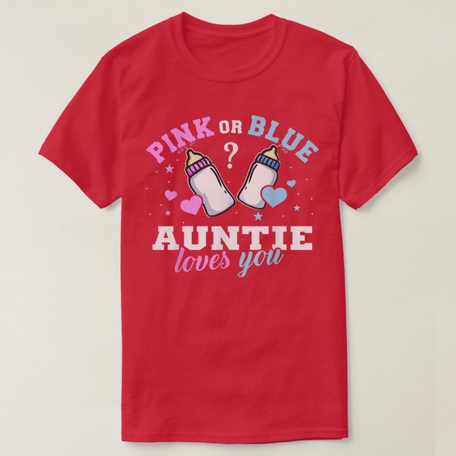 Camiseta Tía Rosa O Azul Te Ama Género Revelar Bebé T (Diseño del anverso)