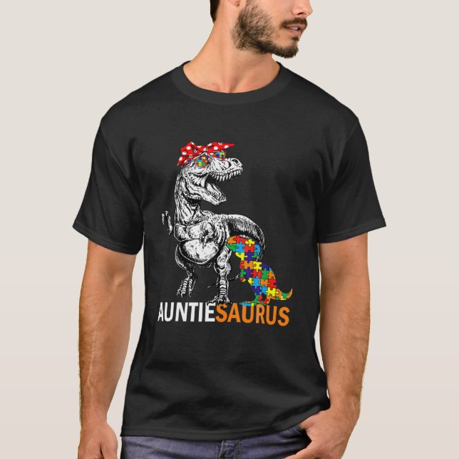 Camiseta Tía Saurus Auntsaurus Autism Awareness (Anverso)