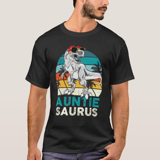 Camiseta Tía Saurus Dinosaurio Familia T Rex Vinta (Anverso)