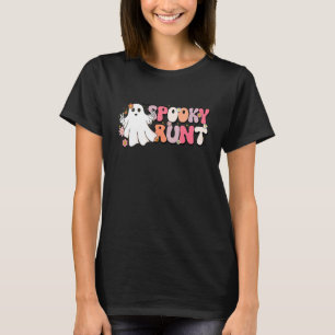 Camiseta Tía temible retro Groovy Floral Fantasma Halloween