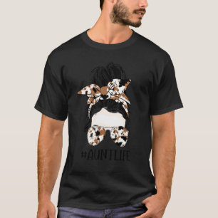 Camiseta Tía Vida Moño Desordenado Gafas Cuero Occidental T