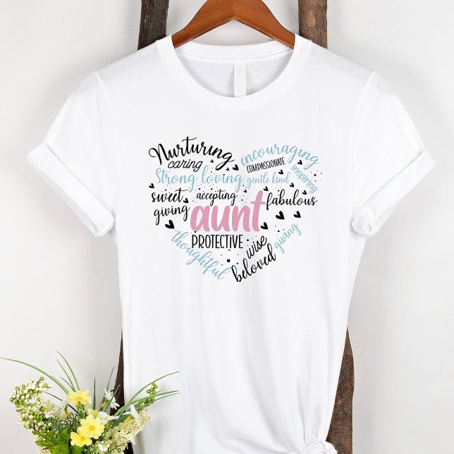 Camiseta Tía Word Nube rosa y Corazón Azul (Subido por el creador)