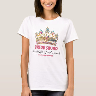 Camiseta Tiara Bride Squad Bridesmaid Nombre Bachelorette