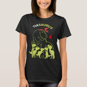 Camiseta Tiasaurus Tia 5 niños Tita tía de dinosaurio