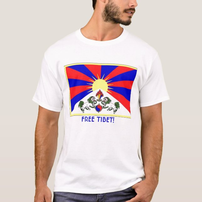Camiseta ¡Tíbet-bandera, TÍBET LIBRE! (Anverso)
