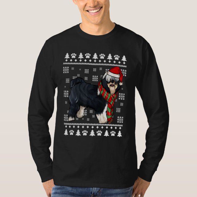 Camiseta Tíbet Terrier Dog Santa Hat Navidades feos (Anverso)