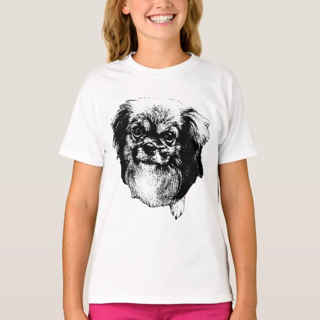 Camiseta Tibetan Spaniel Tee – Calm Ink Dog Face (Anverso)