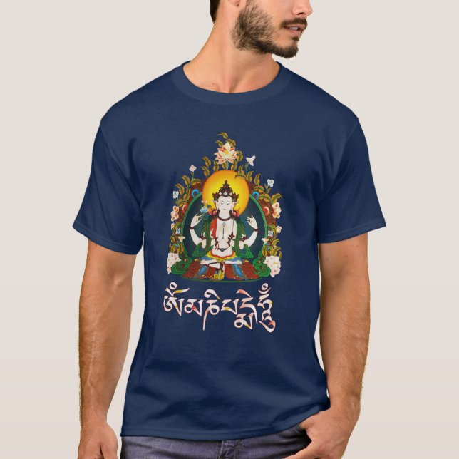 Camiseta Tibetano del ronquido de Buda Amitabha OM Mani (Anverso)