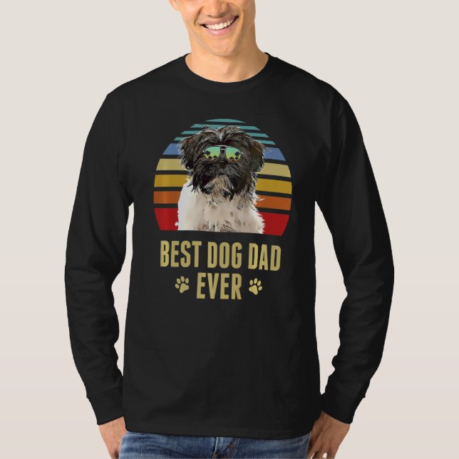 Camiseta Tibetano más Terrier mejor perro papá jamás retro  (Anverso)
