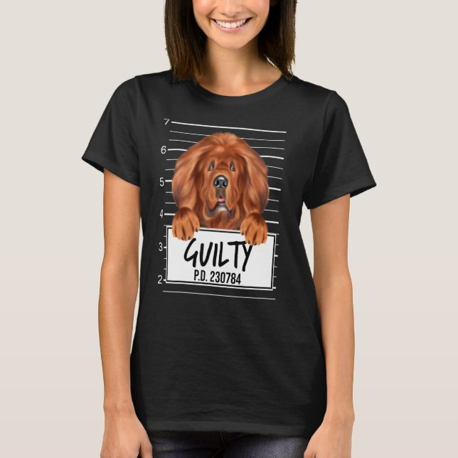 Camiseta Tibetano Mastiff Mugshot Guilty Dog (Anverso)