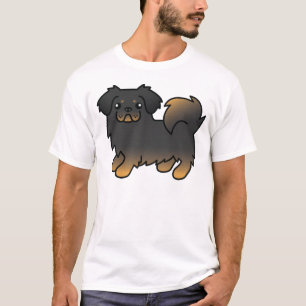 Camiseta Tibetano Spaniel negro y canela Perro de dibujos a