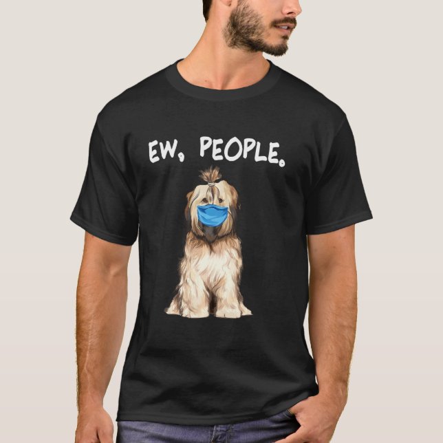 Camiseta Tibetano Terrier Ojo Pueblo Usando Máscara De Cara (Anverso)