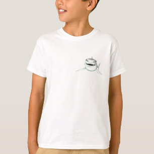 Camiseta tiburón acuarela sonriendo gris verde océano anima
