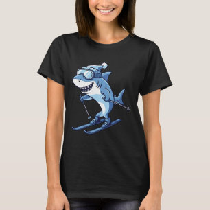 Camiseta Tiburón alpino en esquís esquiando montaña de niev