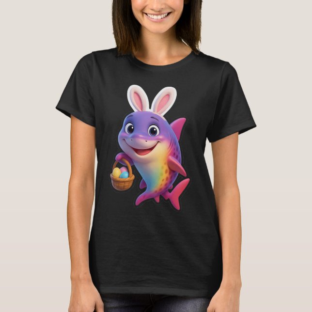 Camiseta Tiburón Arcoíris de Pascua (Anverso)