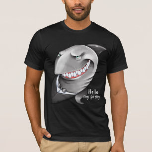 Camiseta Tiburón astuto pintado a mano (sonrisa grande,