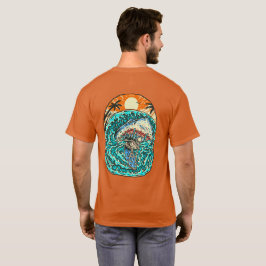 Camiseta Tiburón Ataca Playa de Esqueleto Surfista 