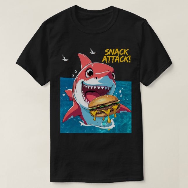Camiseta Tiburón Atacando Snacks (Diseño del anverso)