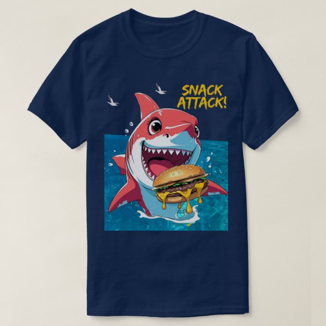 Camiseta Tiburón Atacando Snacks (Diseño del anverso)