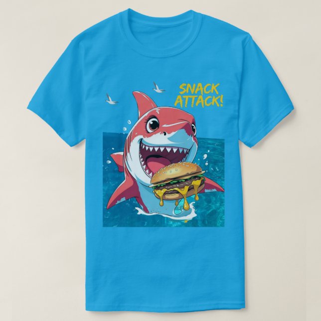 Camiseta Tiburón Atacando Snacks (Diseño del anverso)