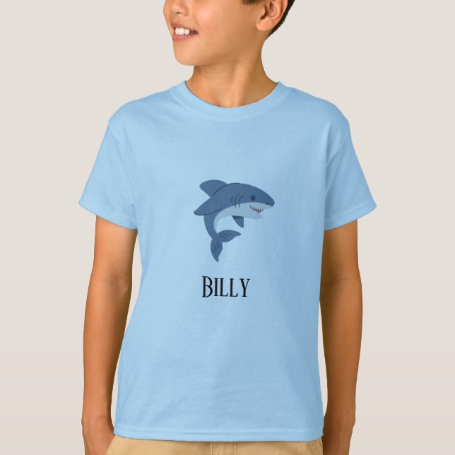 Camiseta Tiburón azul lindo personalizado (Anverso)