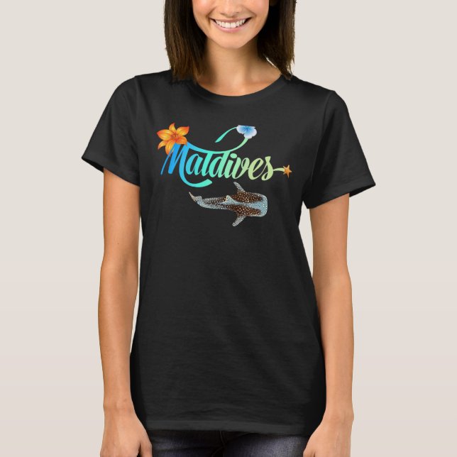 Camiseta Tiburón ballena de Maldivas Hibiscus Palms Beach S (Anverso)