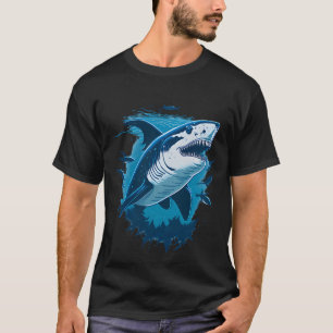 Camiseta Tiburón blanco nadando con peces pequeños