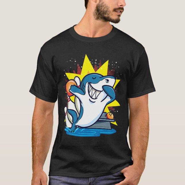 Camiseta Tiburón Bowling Niños Animales Fiesta de Química (Anverso)