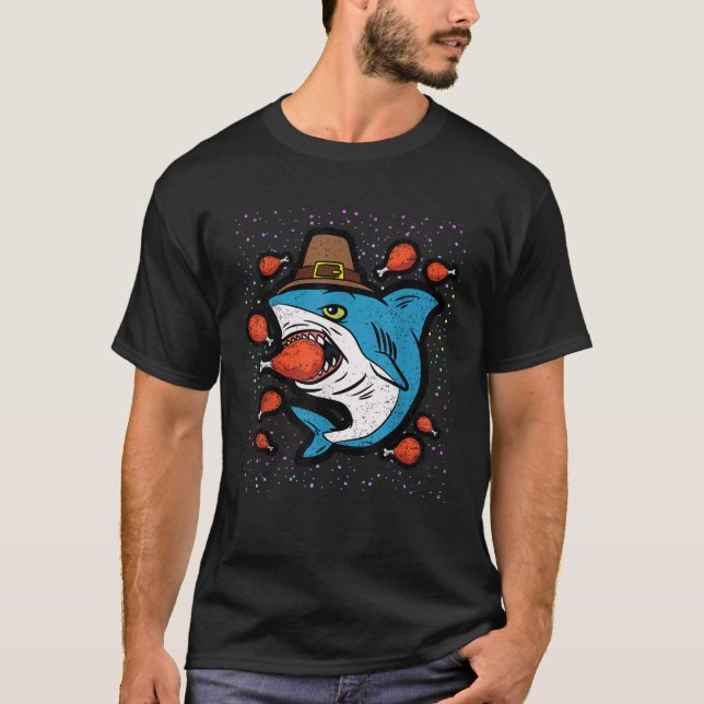 Camiseta Tiburón come una gota en Turquía Día de Acción de  (Anverso)