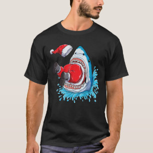 Camiseta Tiburón comiendo a Santa Claus Navidades niños mor