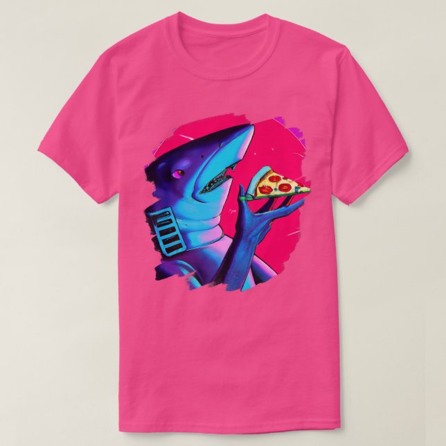 Camiseta Tiburón comiendo pizza divertida en Guay Pizza Tib (Diseño del anverso)